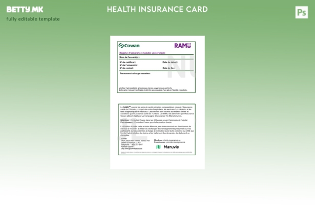 Модерен стил Шаблон за картичка за здравствено осигурување во Буркина Фасо