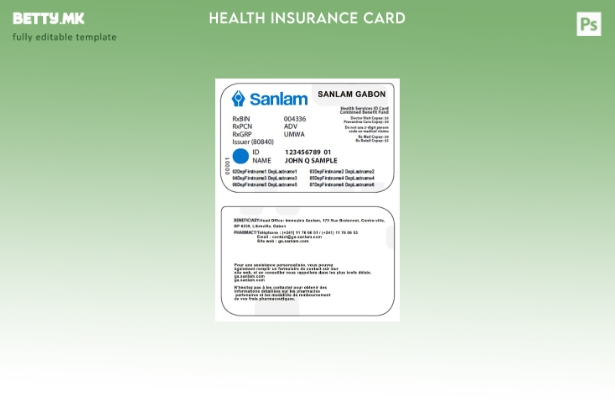 Модерен стил Шаблон за картичка за здравствено осигурување во Габон