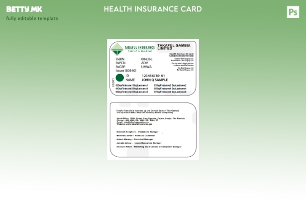 Модерен стил Шаблон за картичка за здравствено осигурување во Гамбија
