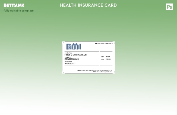 Модерен стил Шаблон за картичка за здравствено осигурување во Гватемала