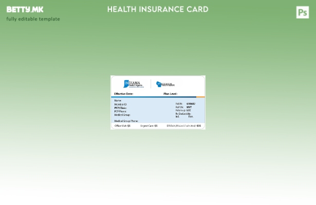 Модерен стил Шаблон за картичка за здравствено осигурување во Индијана