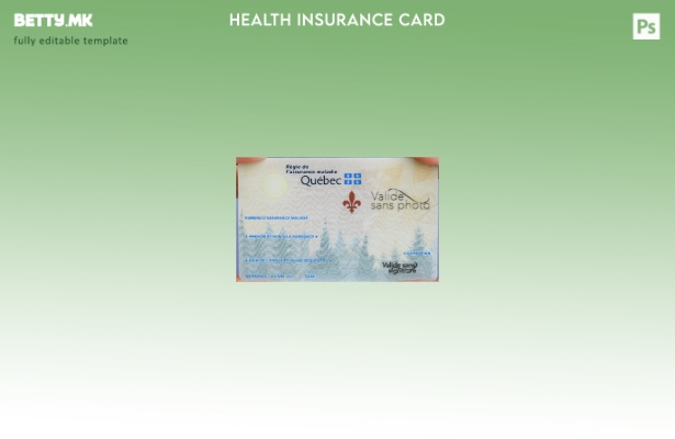 Модерен стил Шаблон за картичка за здравствено осигурување во Канада Квебек