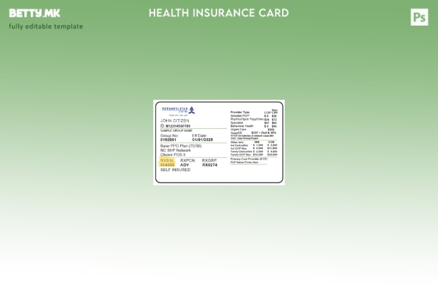 Модерен стил Шаблон за картичка за здравствено осигурување во Лесото