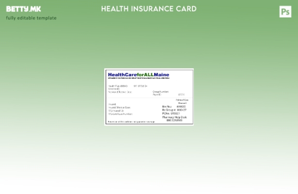 Модерен стил Шаблон за картичка за здравствено осигурување во Мејн