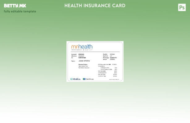 Модерен стил Шаблон за картичка за здравствено осигурување во Минесота