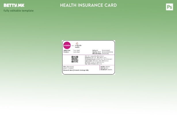 Модерен стил Шаблон за картичка за здравствено осигурување во Мисисипи