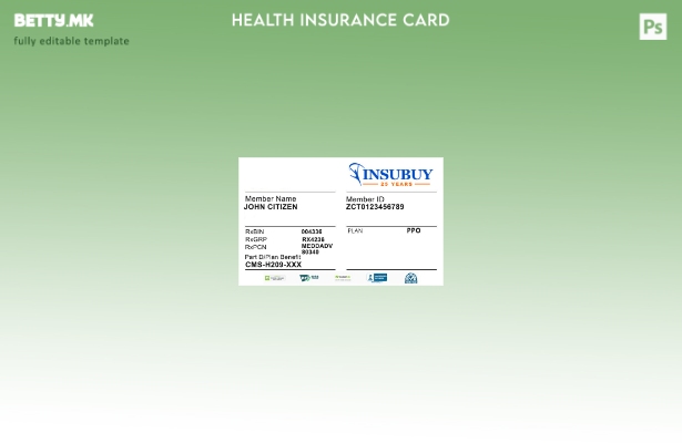 Модерен стил Шаблон за картичка за здравствено осигурување во Никарагва