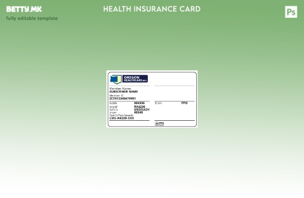 Модерен стил Шаблон за картичка за здравствено осигурување во Орегон