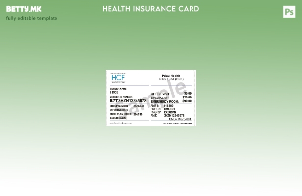 Модерен стил Шаблон за картичка за здравствено осигурување во Палау