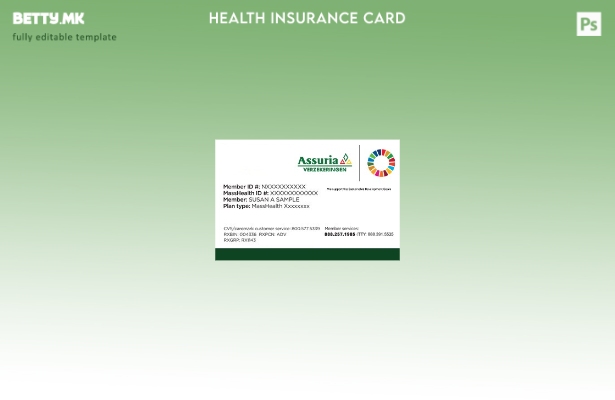 Модерен стил Шаблон за картичка за здравствено осигурување во Суринам