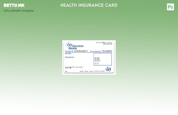 Модерен стил Шаблон за картичка за здравствено осигурување во Франција