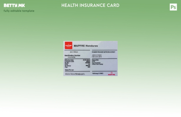 Модерен стил Шаблон за картичка за здравствено осигурување во Хондурас