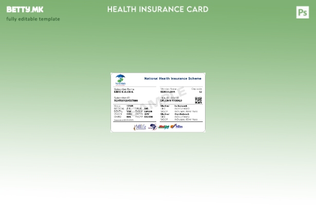 Модерен стил Шаблон за картичка за здравствено осигурување на Замбија