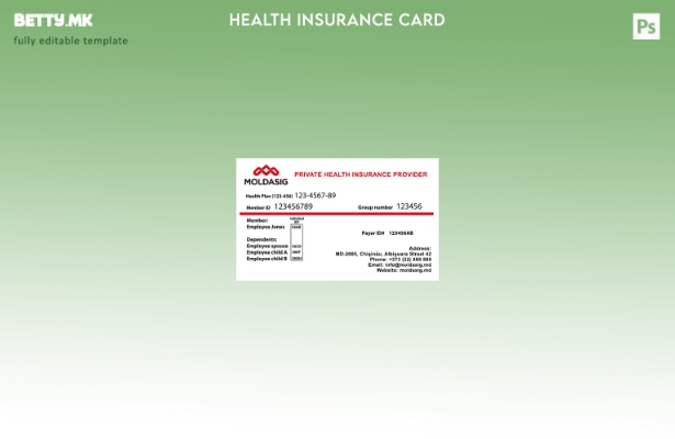 Модерен стил Шаблон за картичка за здравствено осигурување на Молдавија