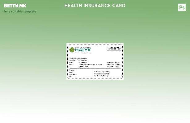 Модерен стил Шаблон за картички за здравствено осигурување во Казахстан