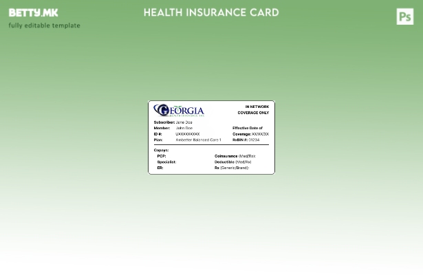 Модерен стил Шаблон за лична карта за здравствено осигурување во Грузија