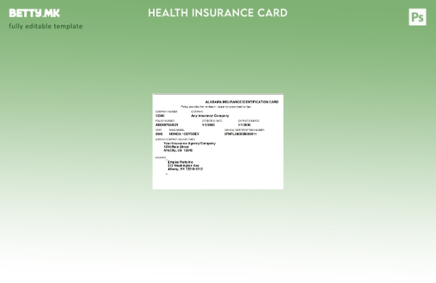Модерен стил Шаблон за лична карта за здравствено осигурување на САД Алабама