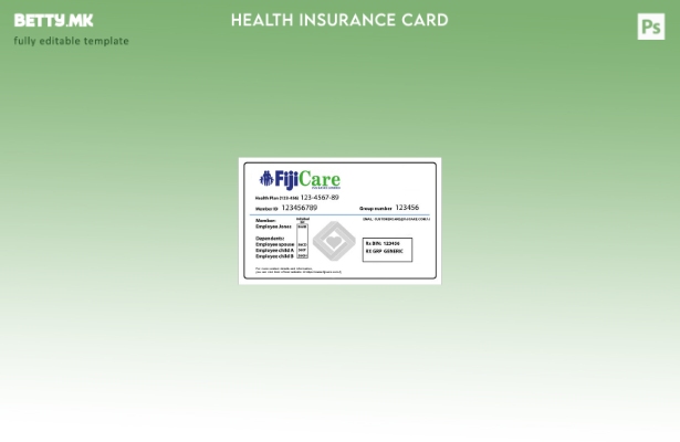Модерен стил на шаблон за картичка за здравствено осигурување на Фиџи