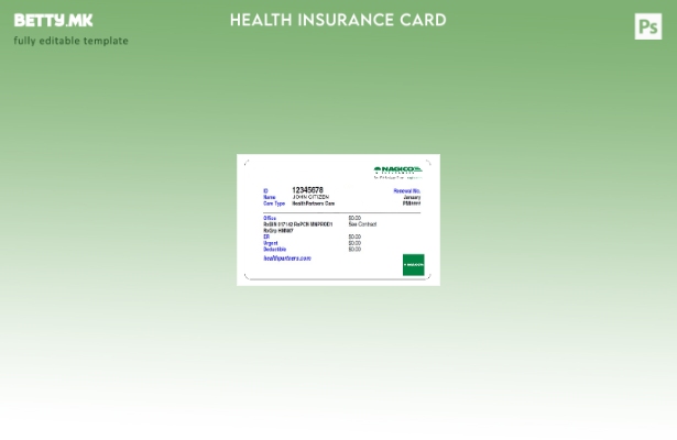 Модерен стил шаблон за картичка за здравствено осигурување Доминика