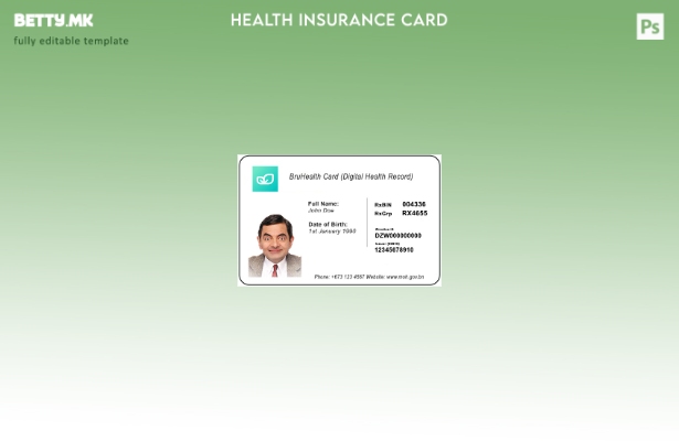 Модерен стил шаблон за картичка за здравствено осигурување во Брунеи
