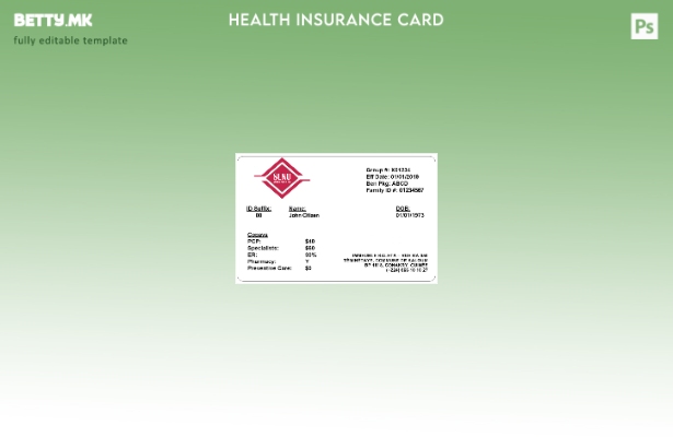 Модерен стил шаблон за картичка за здравствено осигурување во Гвинеја