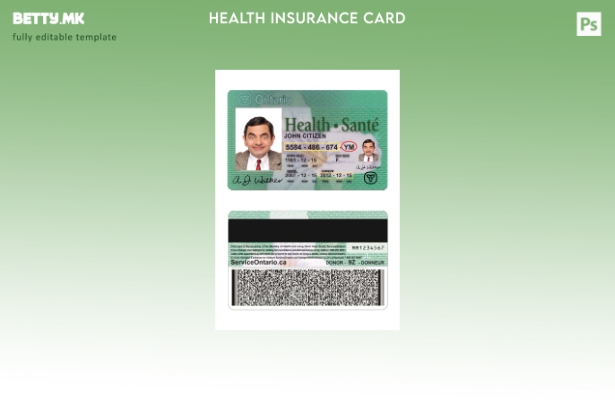 Модерен стил шаблон за картичка за здравствено осигурување во Канада Онтарио