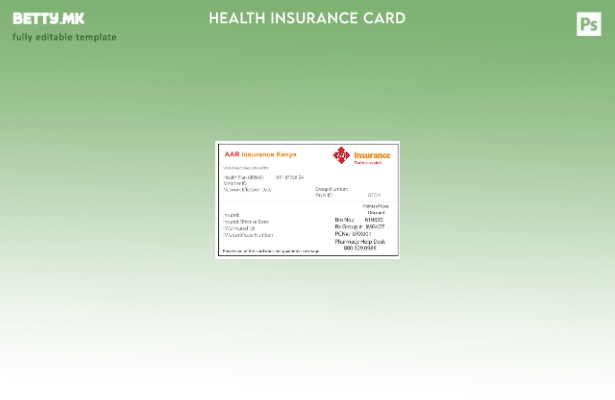 Модерен стил шаблон за картичка за здравствено осигурување во Кенија