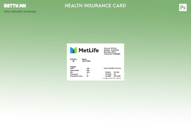 Модерен стил шаблон за картичка за здравствено осигурување во Мексико