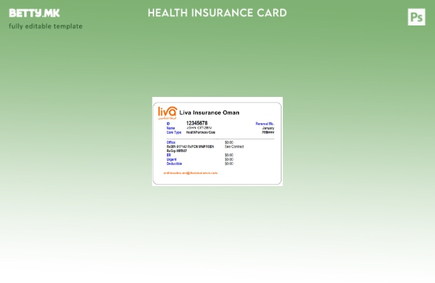 Модерен стил шаблон за картичка за здравствено осигурување во Оман