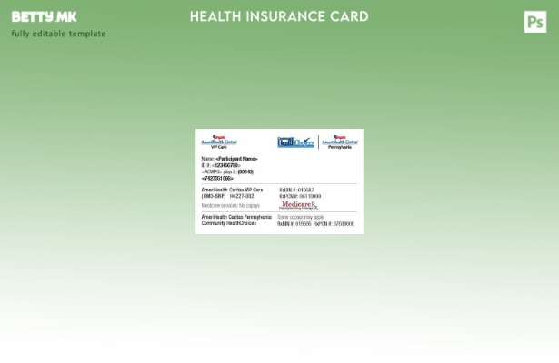 Модерен стил шаблон за картичка за здравствено осигурување во Пенсилванија заедн