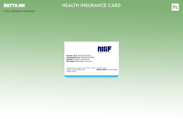 Модерен стил шаблон за картичка за здравствено осигурување во Судан