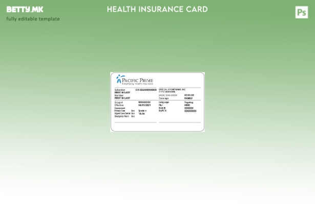 Модерен стил шаблон за картичка за здравствено осигурување во Тувалу