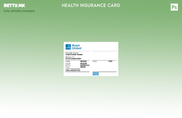 Модерен стил шаблон за картичка за здравствено осигурување на Коморите