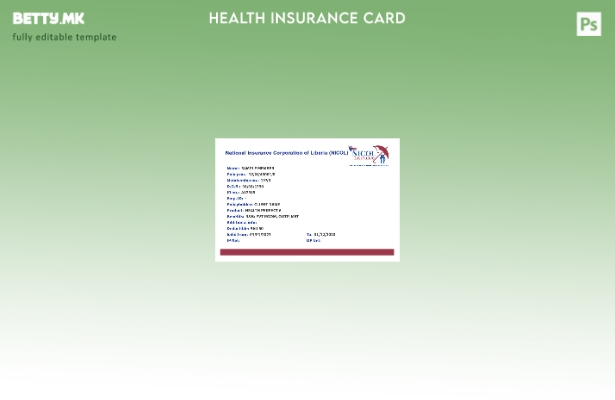 Модерен стил шаблон за картичка за здравствено осигурување на Либерија