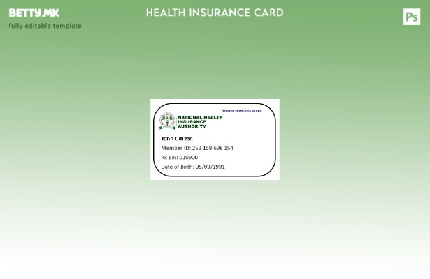Модерен стил шаблон за картичка за здравствено осигурување на Нигерија