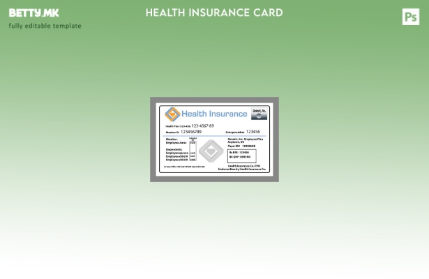 Модерен стил шаблон за картичка за здравствено осигурување на САД за здравствено