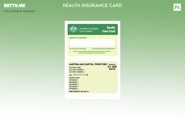Шаблон за здравствена картичка во Австралија во модерен стил