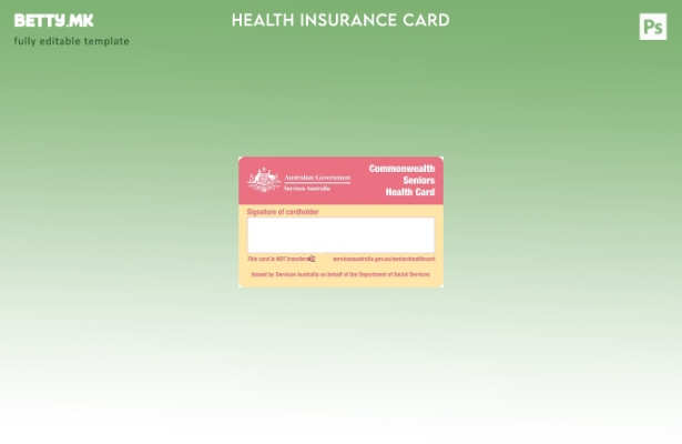 Шаблон за здравствена картичка за постари лица во Австралија во модерен стил