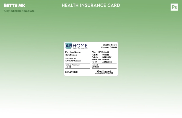 Шаблон за картичка за здравствено осигурување во Арканзас во модерен стил