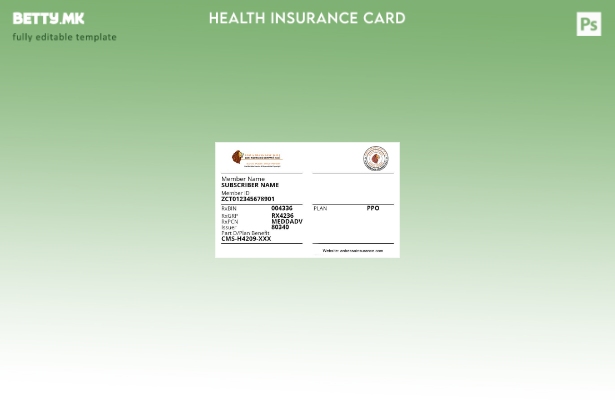 Шаблон за картичка за здравствено осигурување во Етиопија во модерен стил