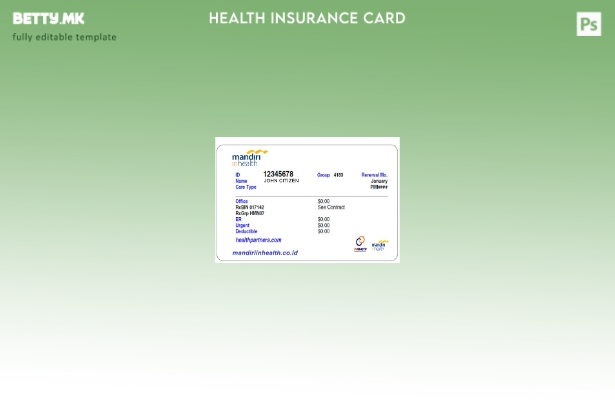 Шаблон за картичка за здравствено осигурување во Индонезија во модерен стил