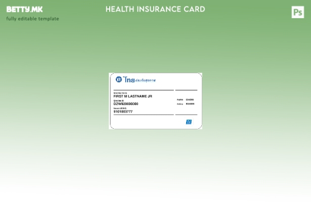 Шаблон за картичка за здравствено осигурување во Тајланд во модерен стил