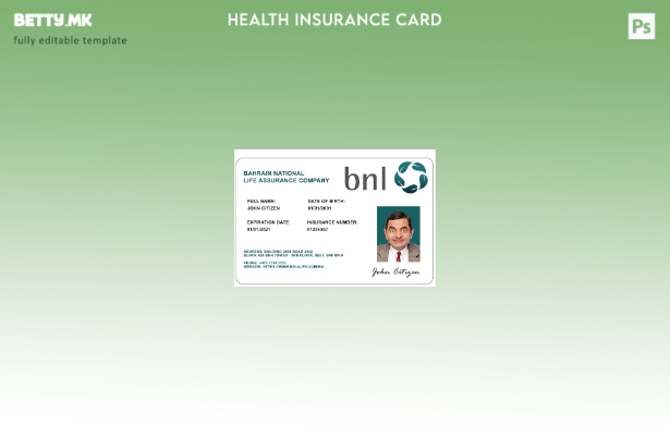 Шаблон за картичка за здравствено осигурување во модерен стил Бахреин BNL