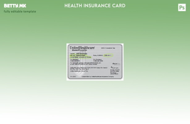 Шаблон за картичка за здравствено осигурување во модерен стил на САД UnitedHealt
