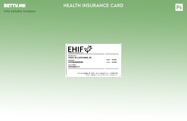 Шаблон за картичка за здравствено осигурување на Естонија во модерен стил