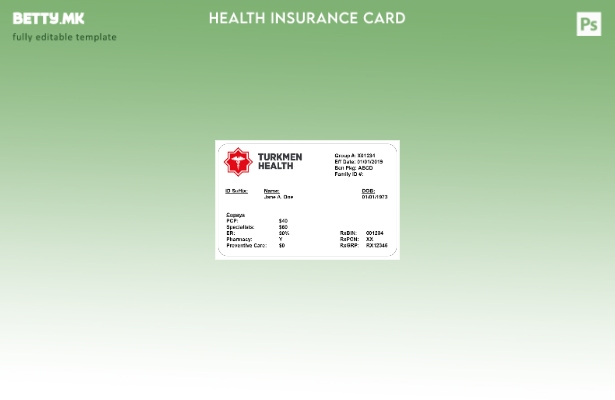 Шаблон за картичка за здравствено осигурување на Туркменистан во модерен стил