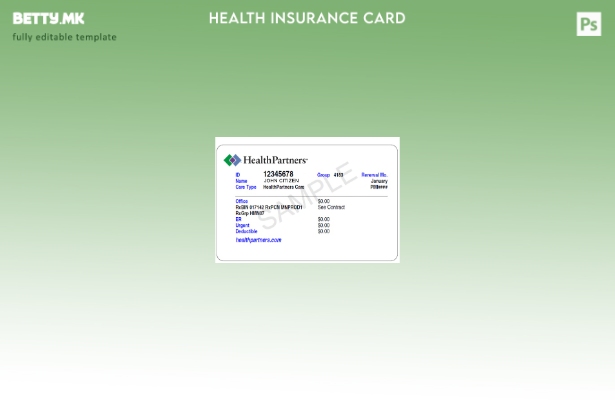 Шаблон за картичка за здравствено осигурување на USA HealthPartners во модерен с