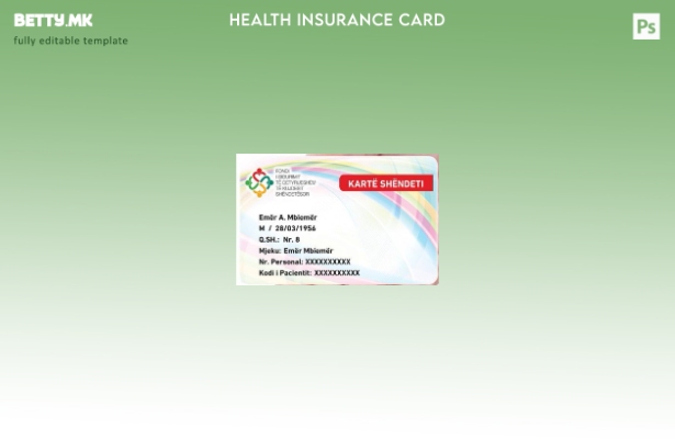модерен стил Албанија Шаблон за здравствена картичка на фондот за задолжително з