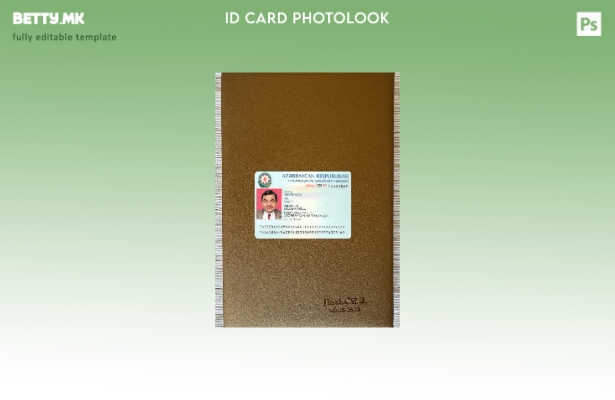 Модерен стил Азербејџанска лична карта е преден шаблон со фото изглед