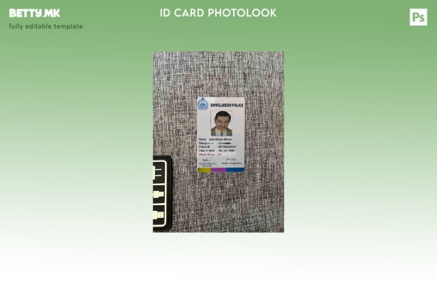 модерен стил на полициска лична карта на Бангладеш со фото изглед ПРЕДЕН шаблон
